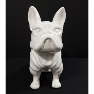 WHITE Ceramic French Bulldog Figurine Statue Sitting French Bulldog Frenchy Male